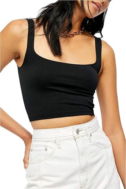 Free People Scoop Neck Crop (Black) Women's Clothing Cover