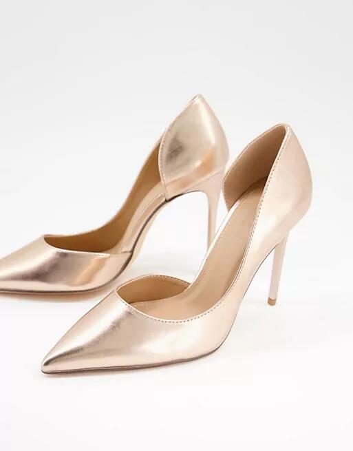 Truffle Collection pointed stiletto heels in rose gold Cover