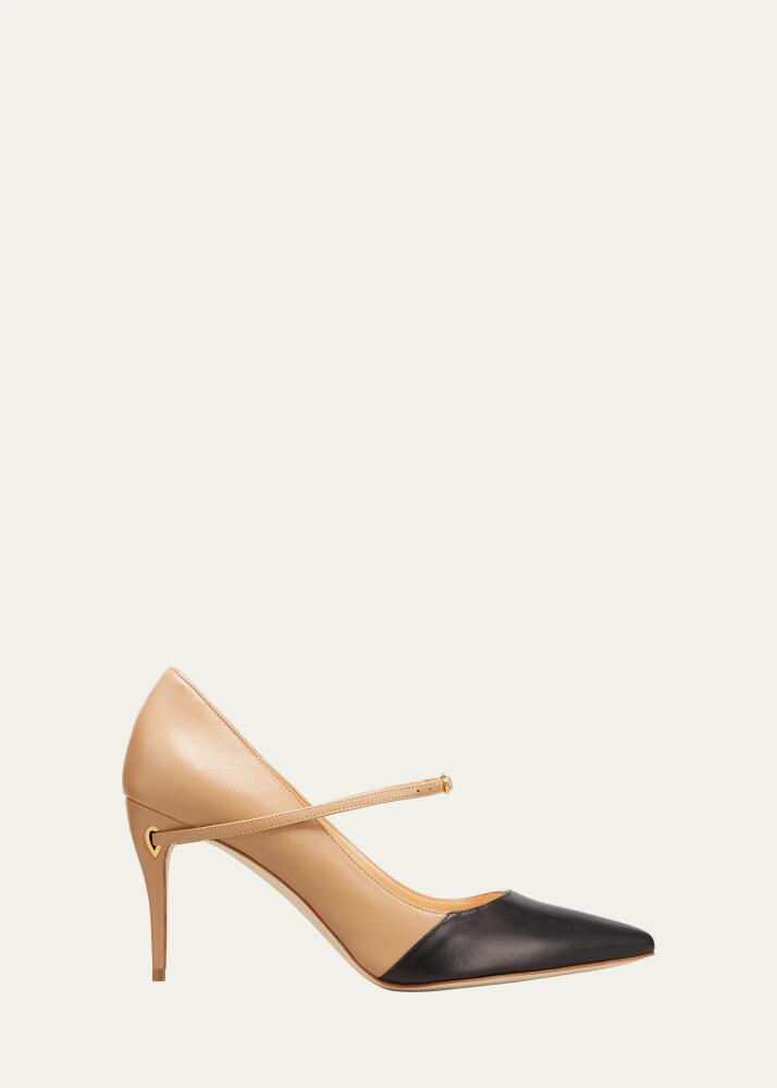 Jennifer Chamandi Lorenzo Bicolor Strap Pumps Cover