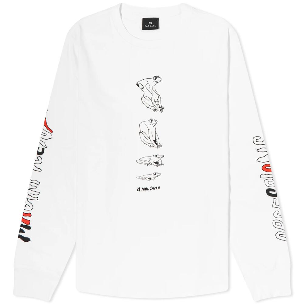 Paul Smith Men's Long Sleeve Melted Frog T-Shirt in White Cover