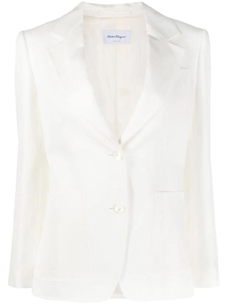 Ferragamo single-breasted silk-blend blazer - White Cover