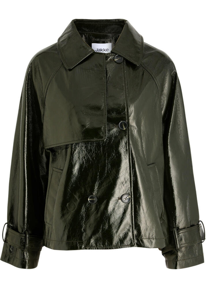 Jakke Winnie Vinyl Short Trench Coat - Dark Green Cover