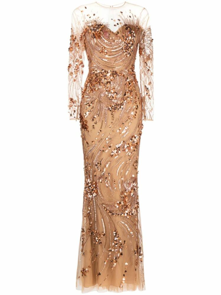 Zuhair Murad sequin-embellished maxi gown dress - Neutrals Cover