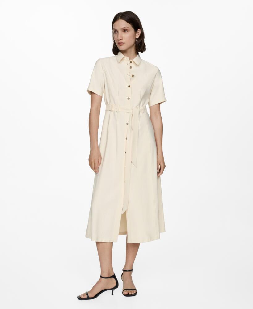 Mango Women's Bow Shirt Dress - Ecru Cover