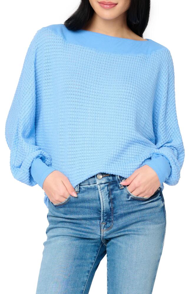 GIBSONLOOK Wheels Up Open Weave Sweater in Cornflower Blue Cover