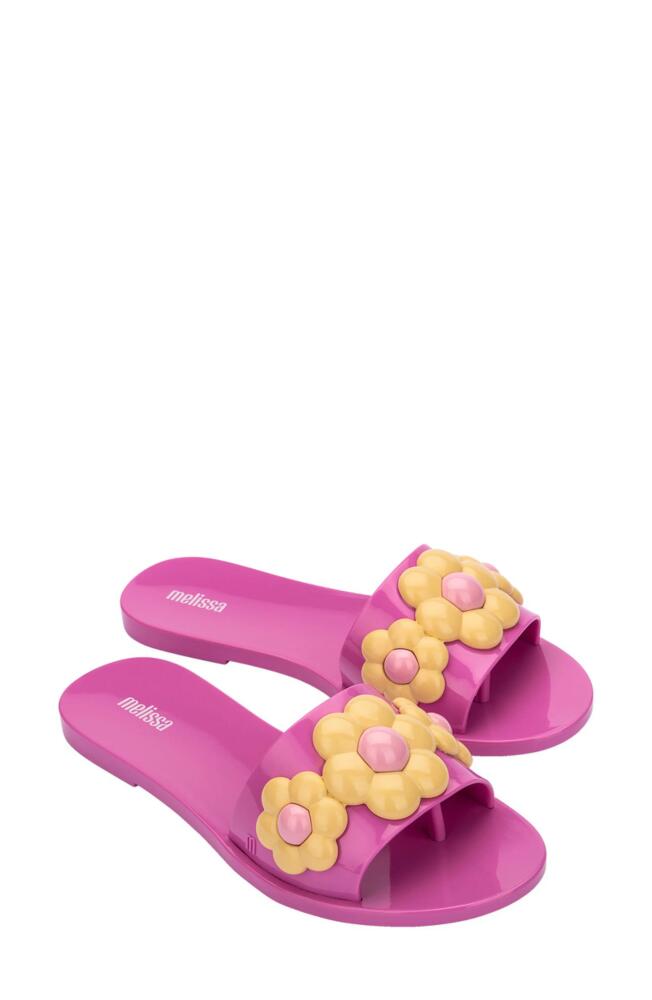 Melissa Babe Spring Slide Sandal in Lilac/Yellow Cover