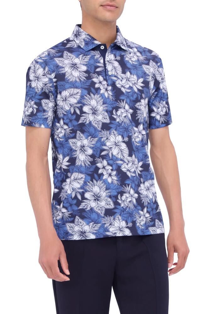 Bugatchi Hendrix Digital Floral Print Pima Cotton Polo in Night Blue Cover