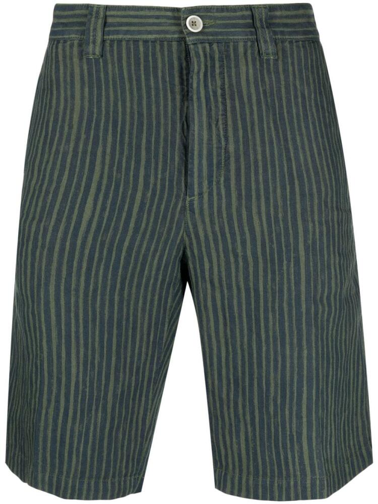 120% Lino striped linen Bermuda shorts - Green Cover