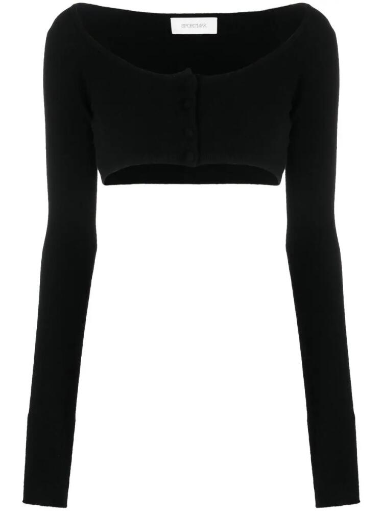 Sportmax cropped long-sleeve cardigan-top - Black Cover