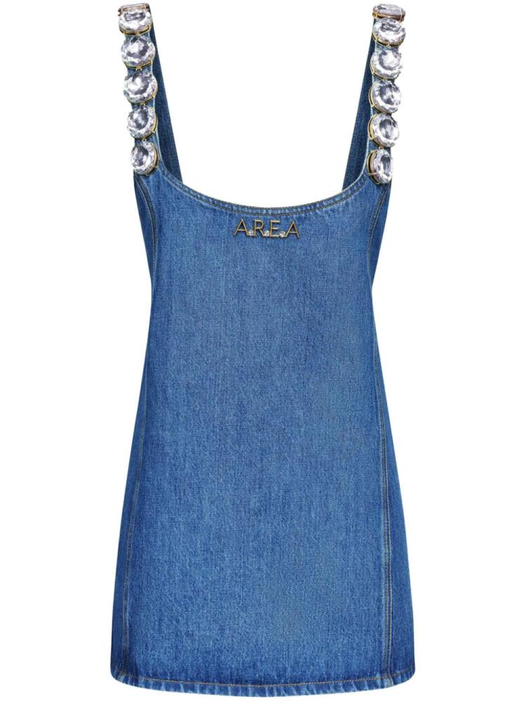 AREA crystal-embellished denim mini dress - Blue Cover