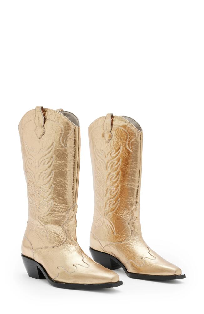 AllSaints Dolly Western Boot in Metallic Gold Cover