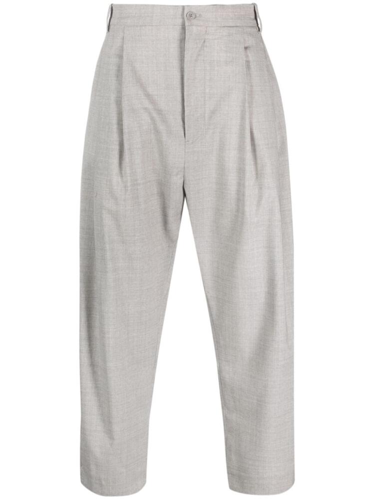 Hed Mayner pleated cropped wool-blend trousers - Grey Cover