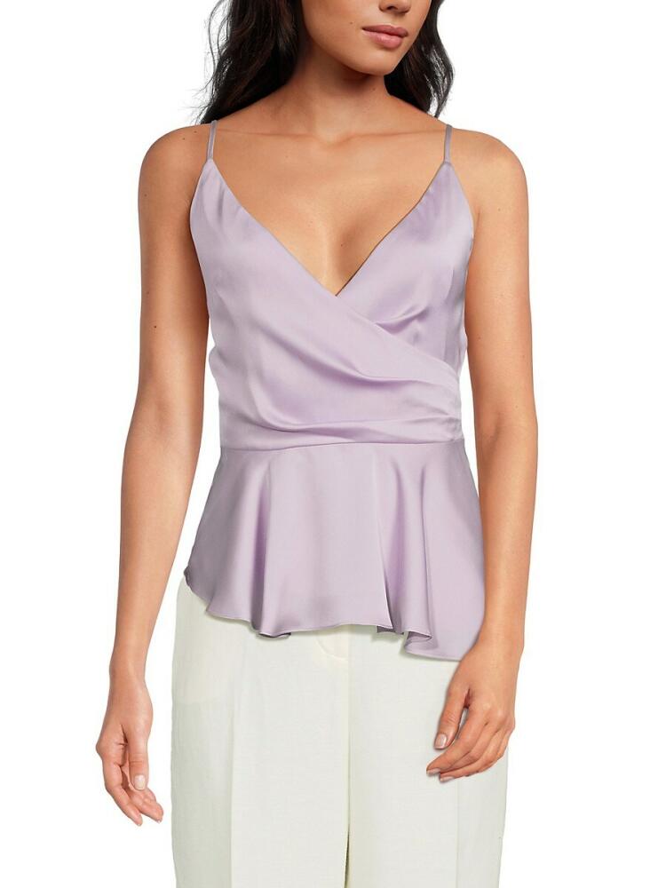 BCBGMAXAZRIA Women's Peplum Satin Top - Lilac Cover