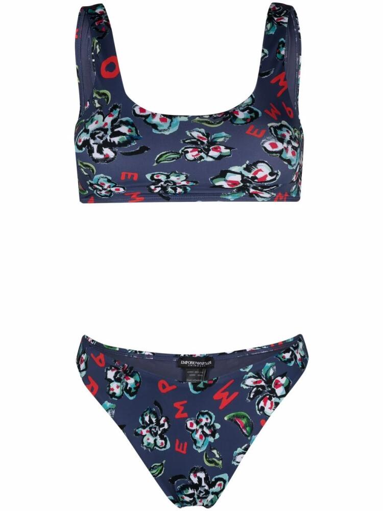 Emporio Armani floral-print bikini - Blue Cover