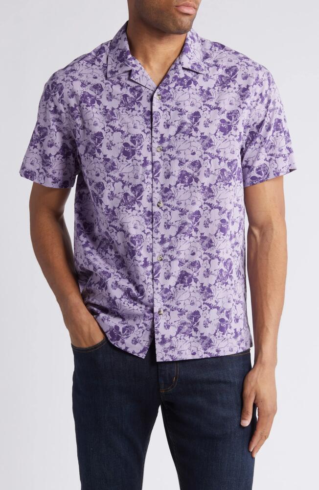 TravisMathew Phoning In Floral Camp Shirt in Imperial Cover