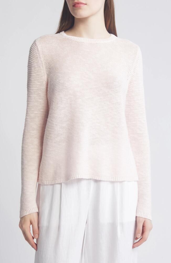 Eileen Fisher Textured Crewneck Organic Linen & Cotton Sweater in Crystal Pink Cover