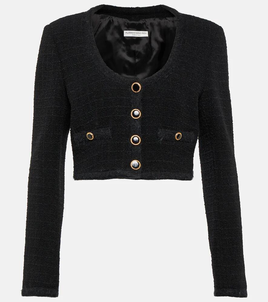 Alessandra Rich Checked cropped tweed blazer Cover