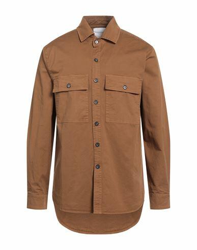 Daniele Fiesoli Man Shirt Brown Cotton, Elastane Cover