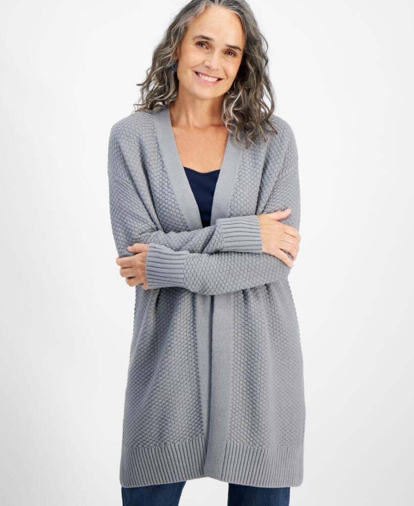 Style & Co Women's Open-Front Long-Sleeve Cardigan, Created for Macy's - Grey Heather Cover