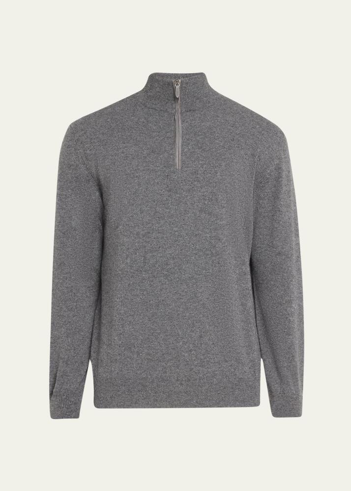 Bergdorf Goodman Men's Solid Cashmere Quarter-Zip Sweater Cover