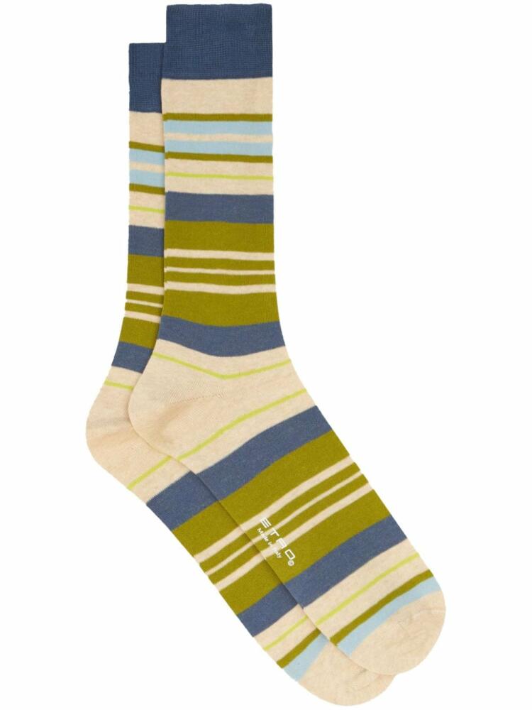 ETRO logo-print striped socks - Blue Cover