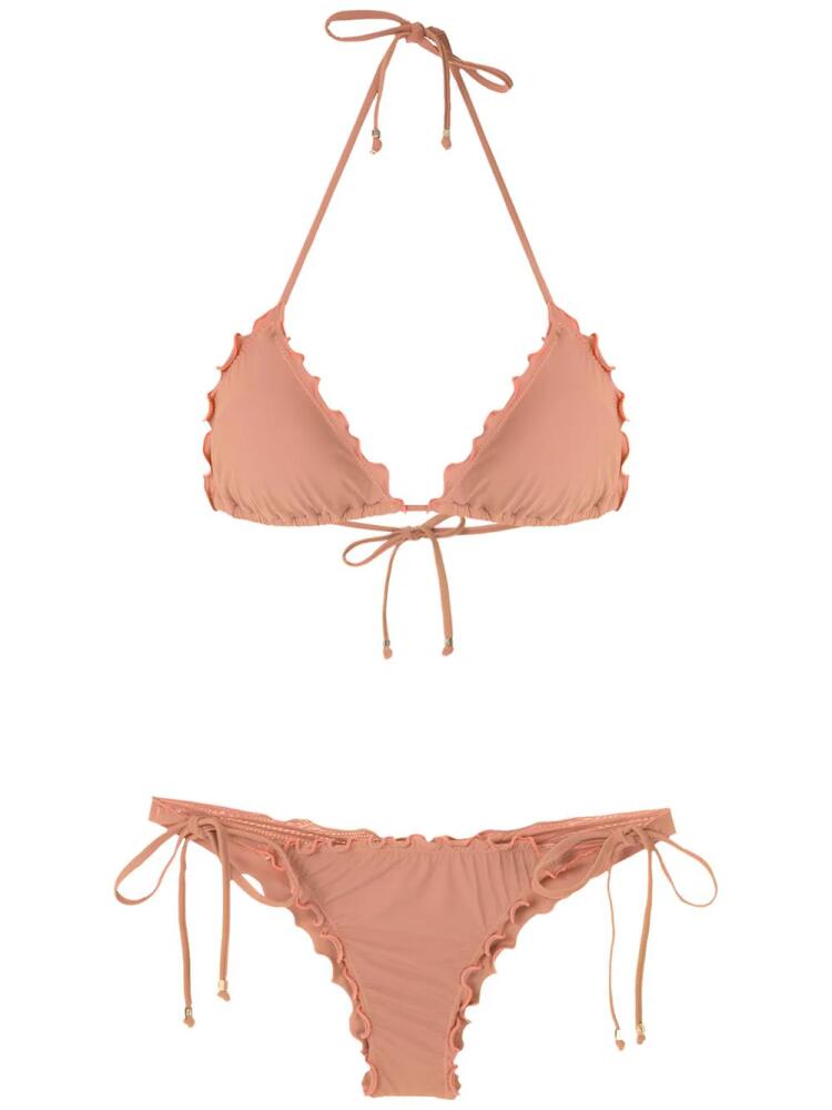 Amir Slama ruffled triangle bikini set - Neutrals Cover