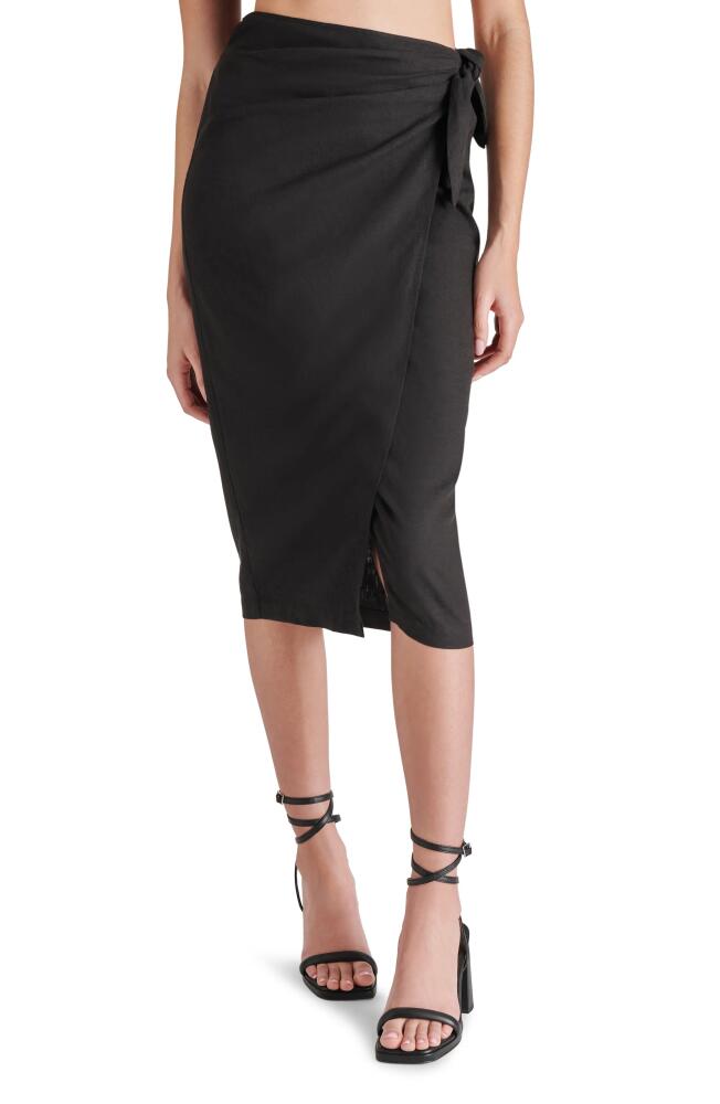 Steve Madden Isadora Linen Blend Wrap Skirt in Black Cover