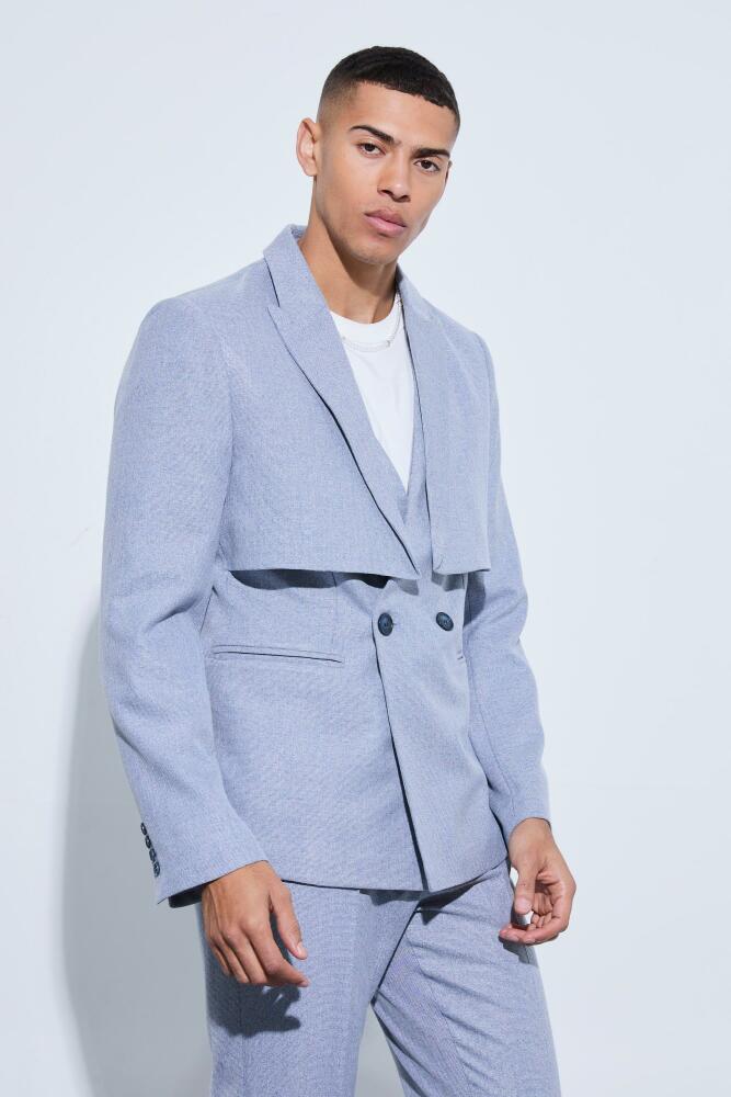 boohoo Mens Overlay Detail Slim Fit Blazer - Grey Cover