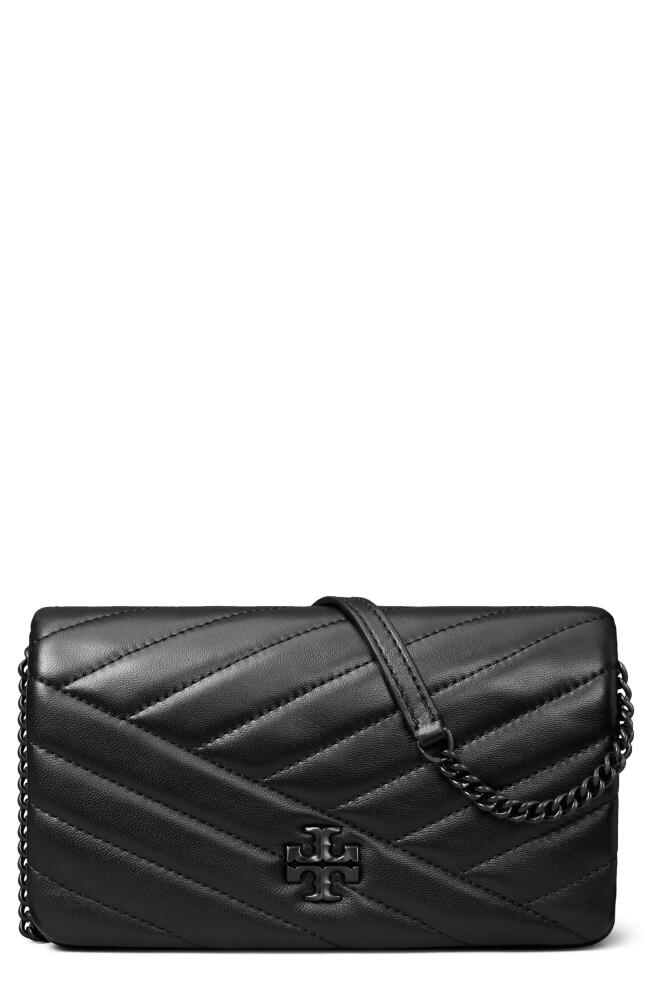 Tory Burch Kira Chevron Quilted Leather Wallet on a Chain in Black Cover