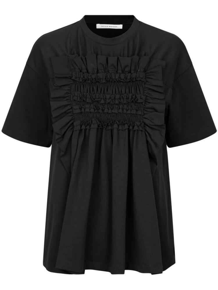 Cecilie Bahnsen Goldie ruffled cotton T-shirt - Black Cover