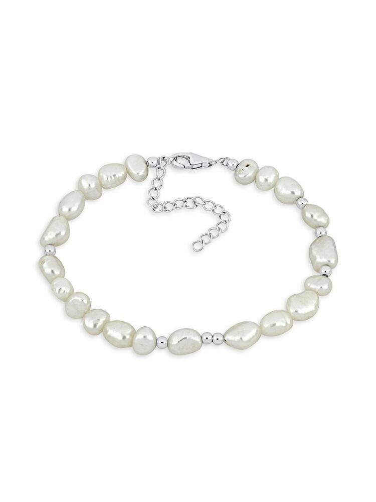 Sonatina Women's Sterling Silver & 5-8MM Semi Baroque Cultured Freshwater Pearl Bracelet Cover