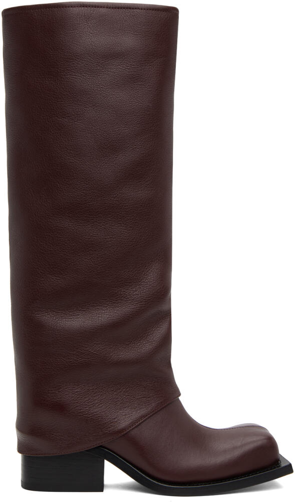 FIDAN NOVRUZOVA Burgundy Havva Chunky Heel Trouser Boots Cover