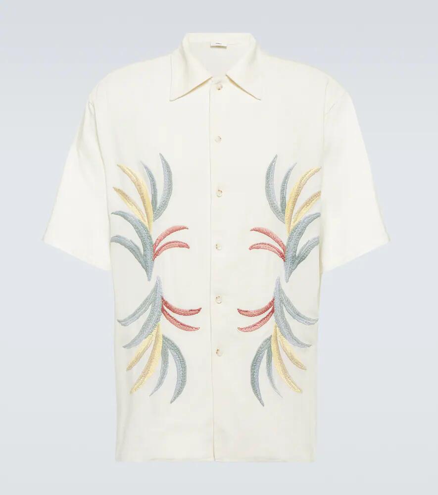 Commas Embroidered linen and cotton bowling shirt Cover