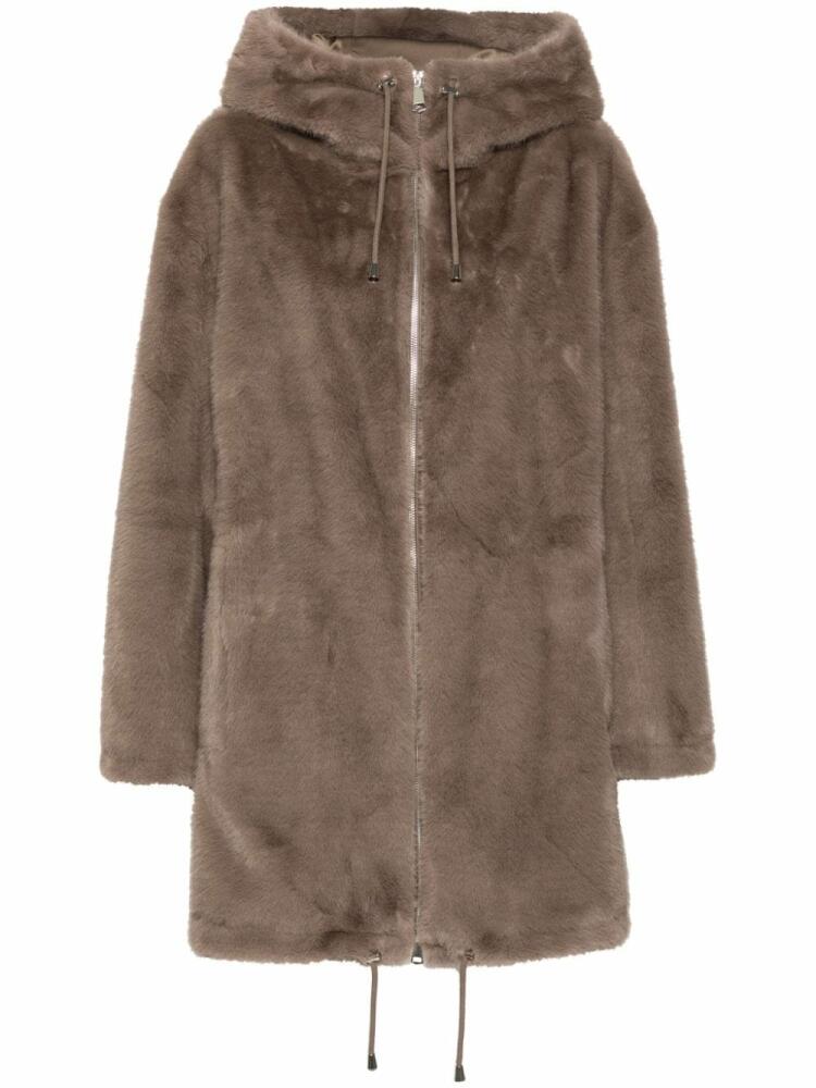 P.A.R.O.S.H. faux-fur hooded coat - Brown Cover