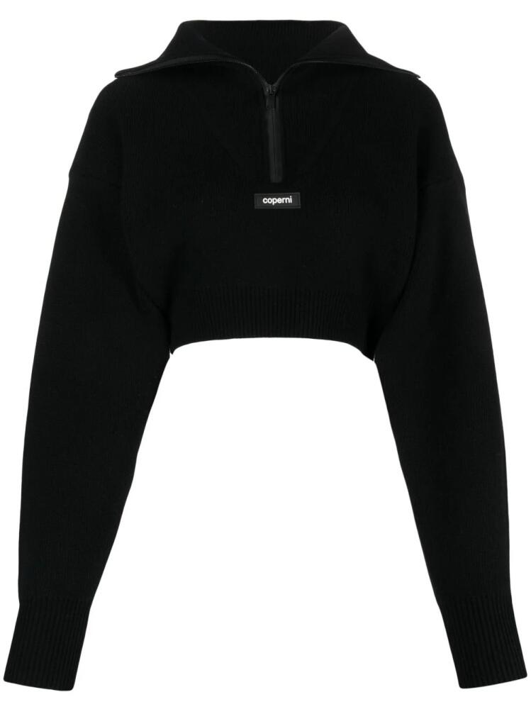 Coperni cropped zip-neck jumper - Black Cover