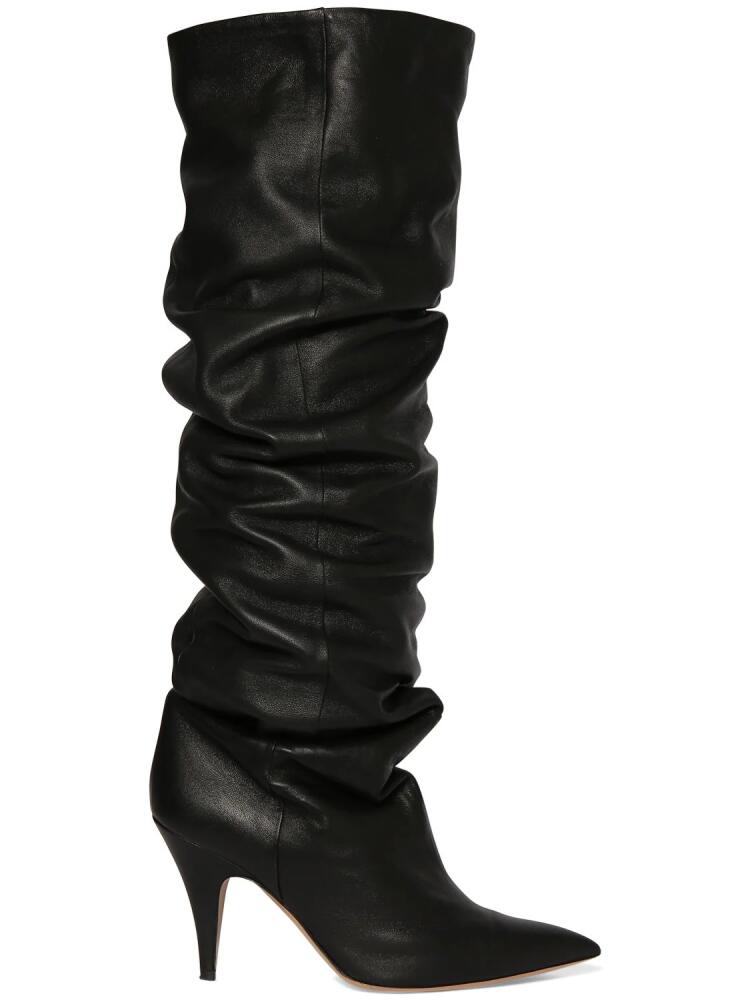 KHAITE 90mm River Knee High Leather Boots Cover