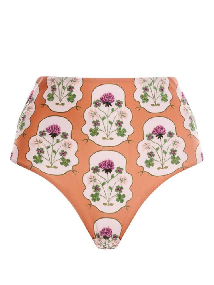 Agua By Agua Bendita Magenta Trébol embroidered bikini bottoms Cover