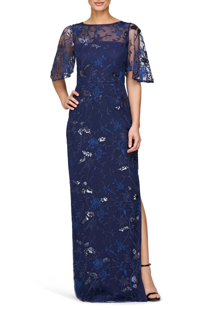 JS Collections Daphne Embroidered Sequin Column Gown in Sapphire Navy Cover