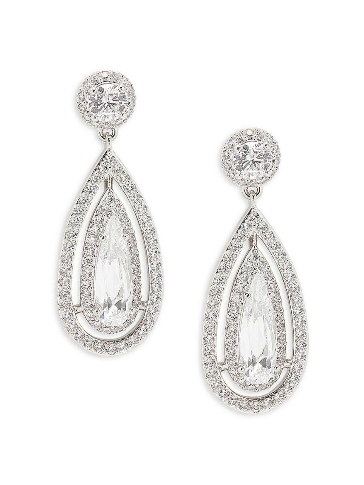 Adriana Orsini Women's Rhodium Plated & Cubic Zirconia Tear Drop Earrings Cover