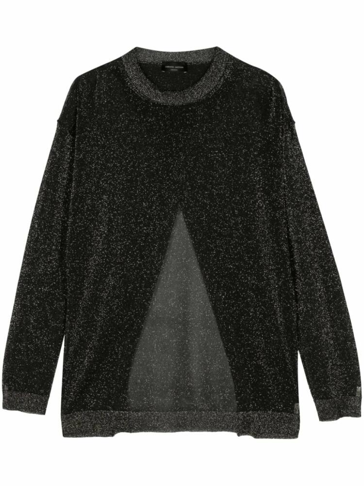 Roberto Collina slit-detail metallic jumper - Black Cover