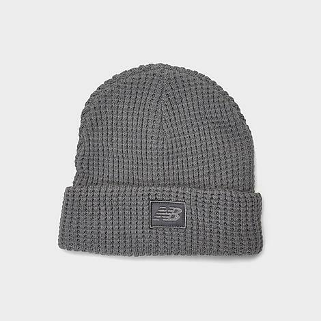 New Balance Waffle Beanie Hat in Grey/Slate Knit Cover