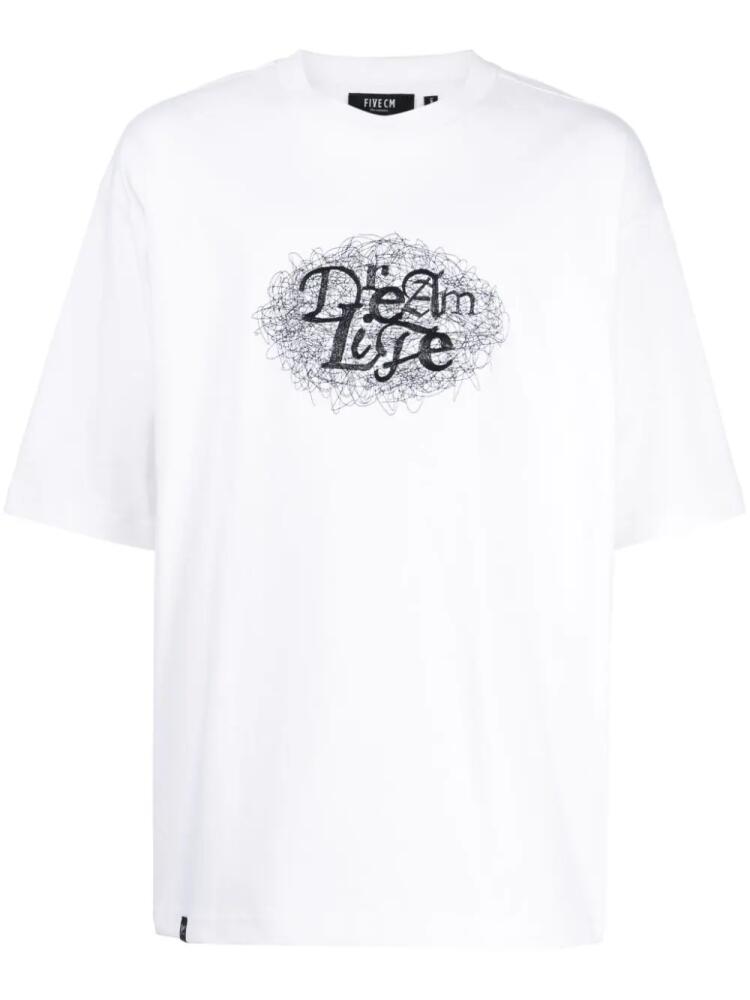 FIVE CM slogan-print cotton T-shirt - White Cover