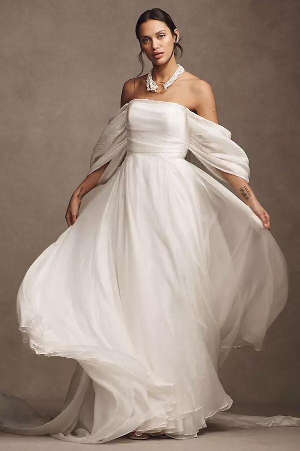 Jenny by Jenny Yoo Noa Off-The-Shoulder A-Line Chiffon Wedding Gown Cover