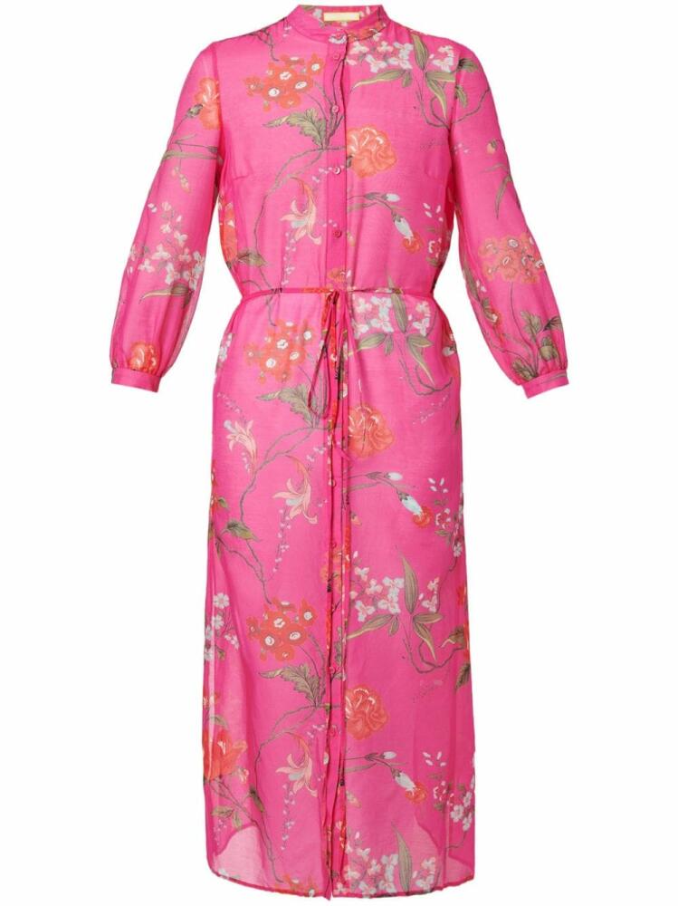 ERDEM floral-print belted midi dress - Pink Cover