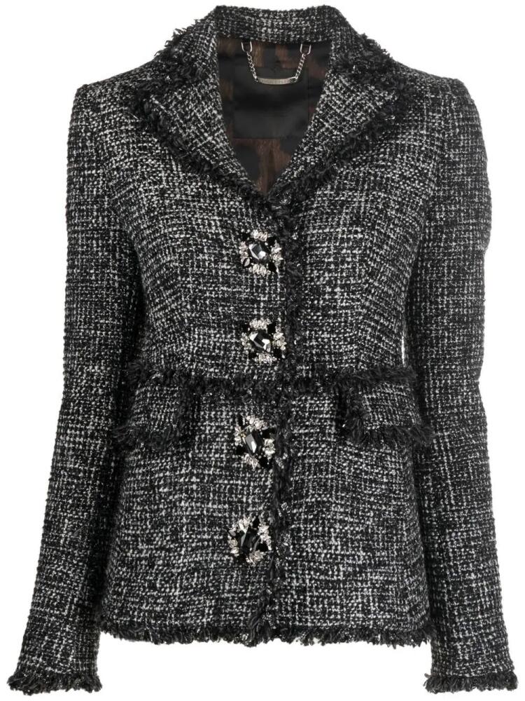 Philipp Plein belted-waist tweed blazer - Black Cover