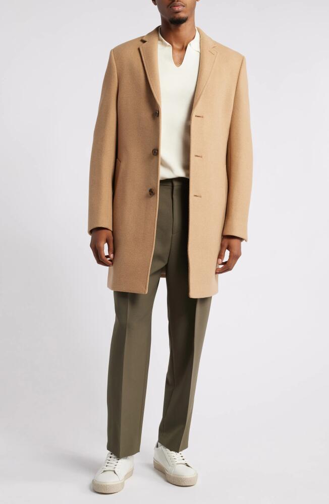 Open Edit Felted Wool Blend Topcoat in Camel Cover