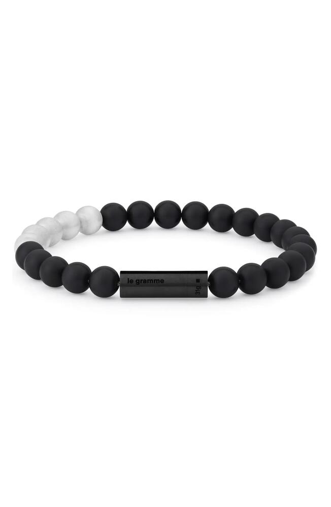 le gramme Men's Beaded Bracelet in Black Ceramic/Silver Cover