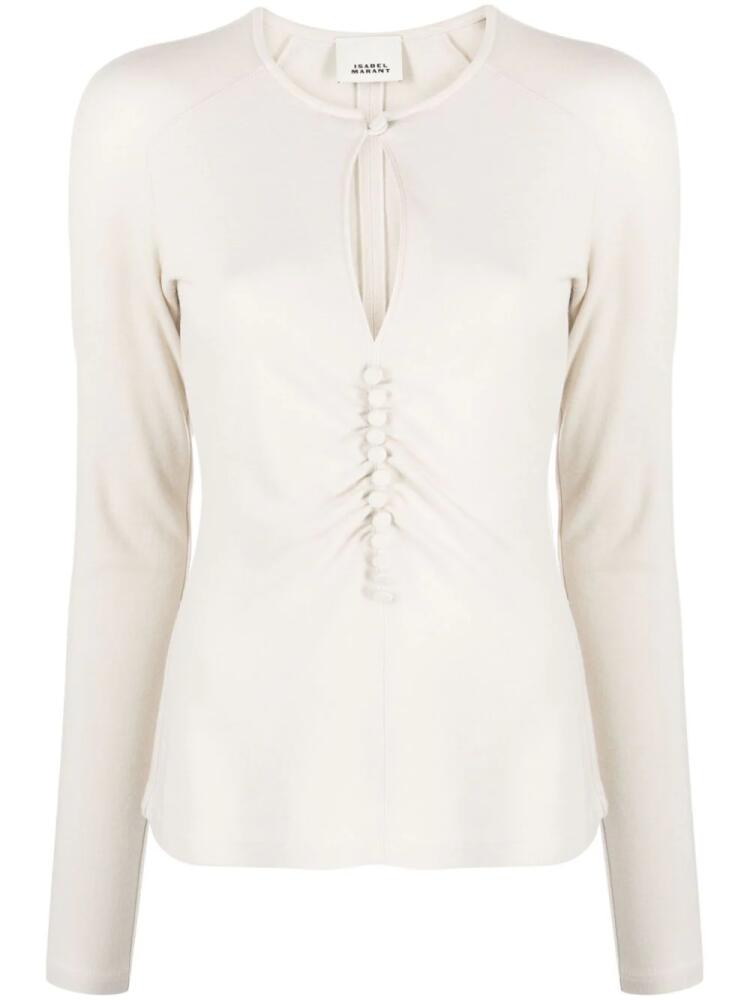 ISABEL MARANT keyhole-neck long-sleeve blouse - Neutrals Cover