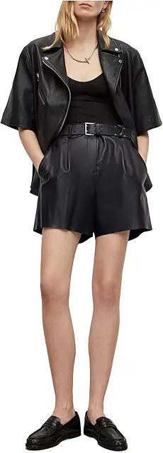 AllSaints Nara Lea Shorts (Black) Women's Shorts Cover