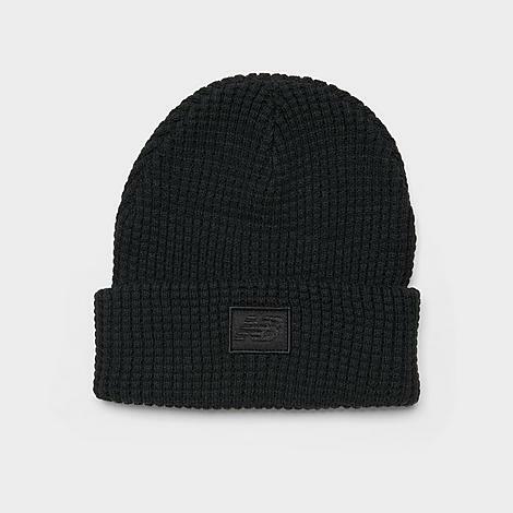 New Balance Waffle Beanie Hat in Black/Black Knit Cover